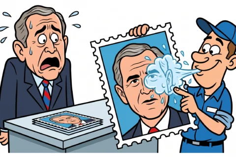 WITZ ÜBER DIE BRIEFMARKE MIT BUSH